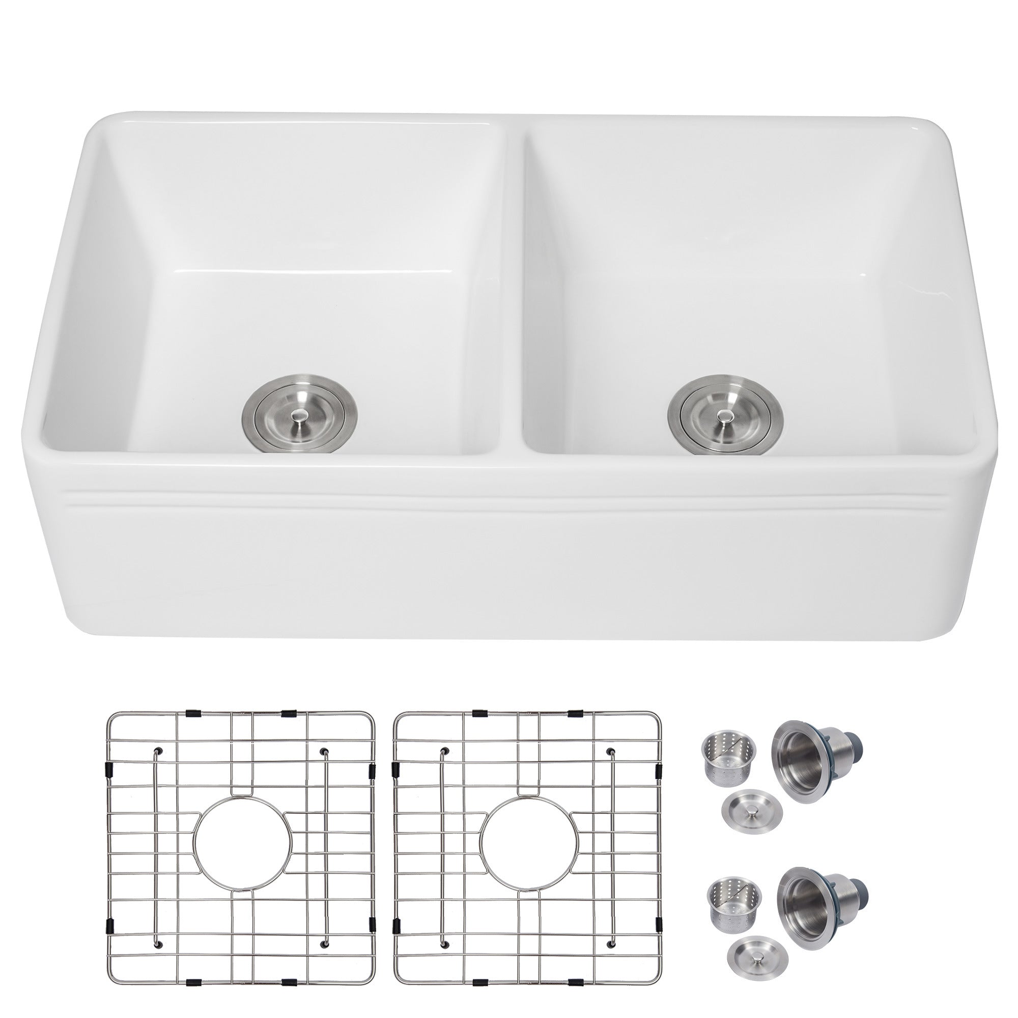Lordear Framhouse Kitchen Sink White Fireclay Apron Front Sink