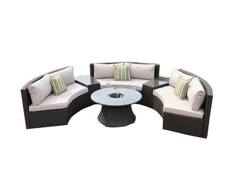 Direct Wicker Outdoor Furniture Half-Moon Wicker Sofa Set with Coffee Table
