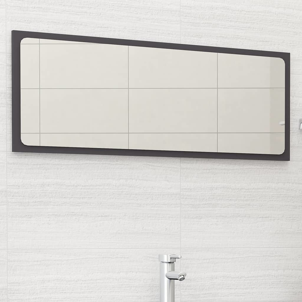 Bathroom Mirror Gray 39.4"x0.6"x14.6" Engineered Wood