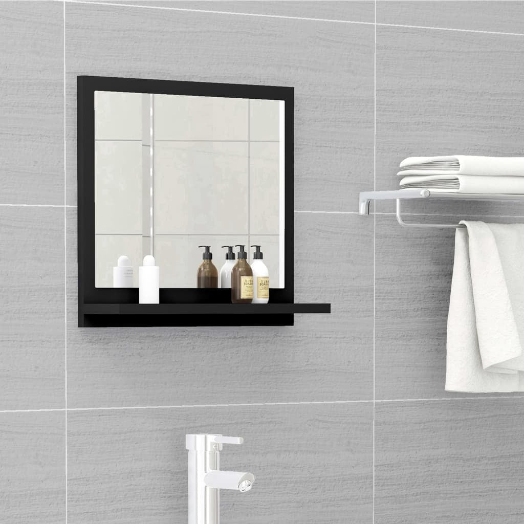 Bathroom Mirror Black 15.7"x4.1"x14.6" Engineered Wood