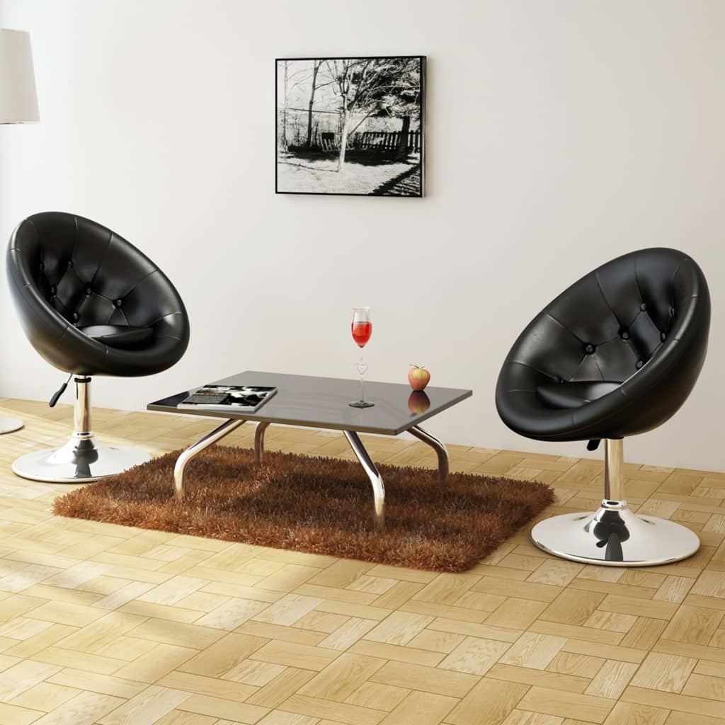 Bar Stools 2 pcs Black Faux Leather