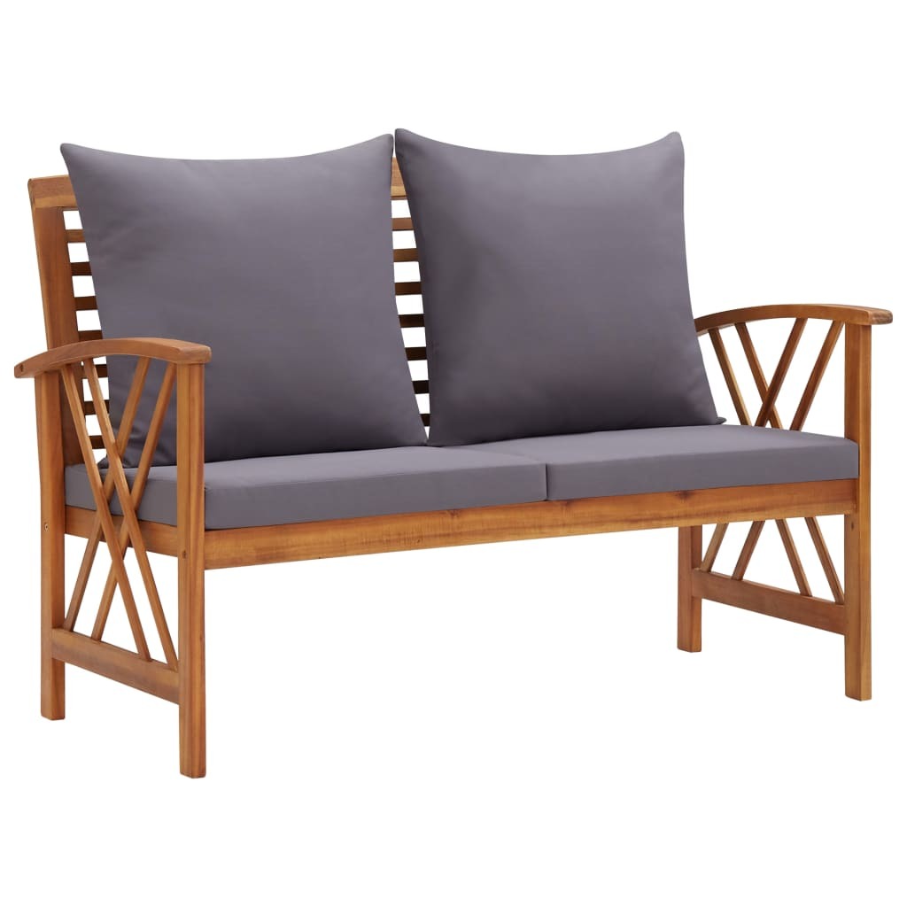 Patio Bench with Cushions 46.9" Solid Acacia Wood
