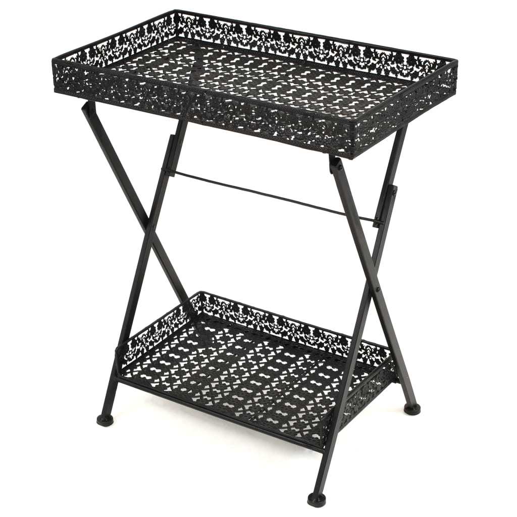 Folding Tea Table Vintage Style Metal 22.8"x13.8"x28.3" Black