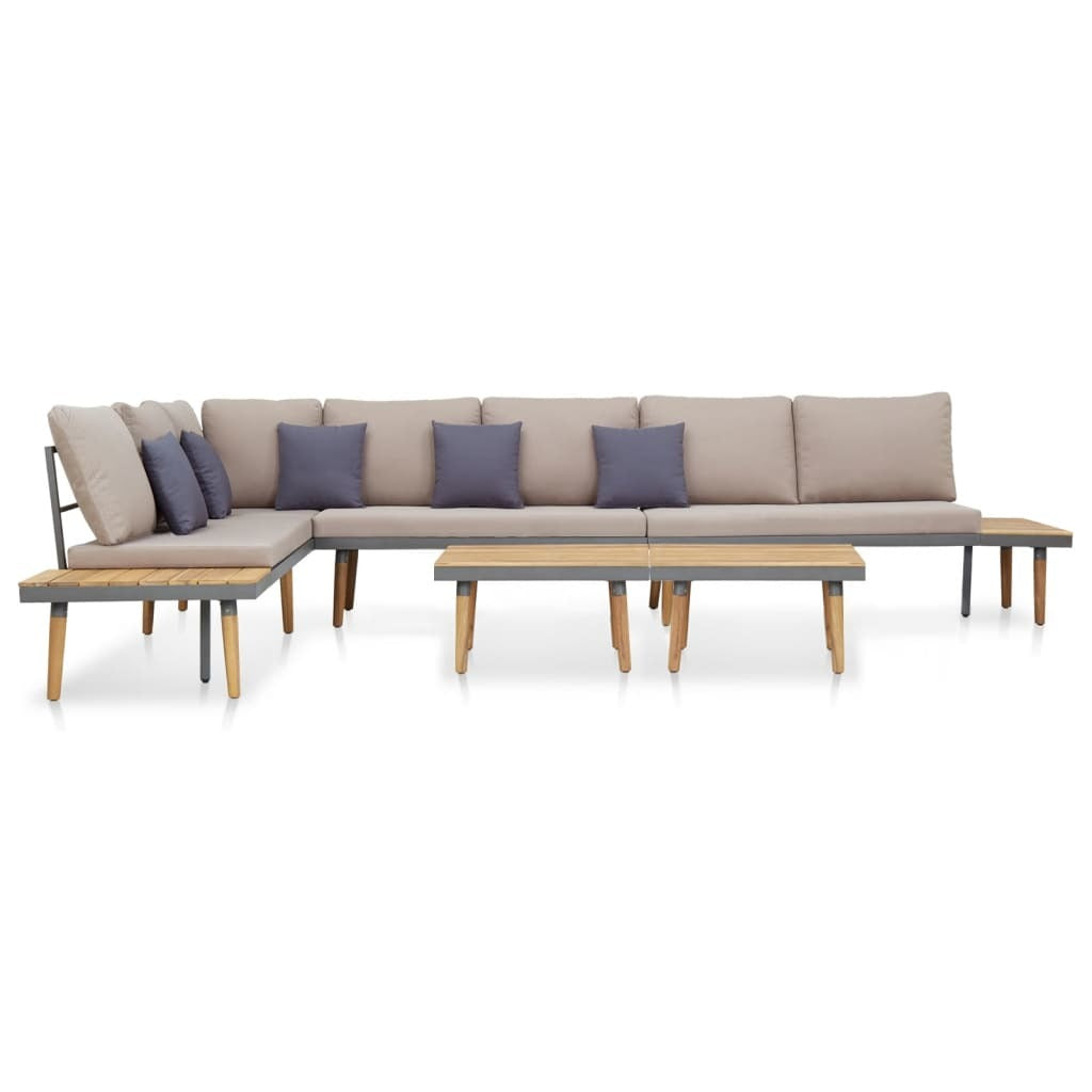 7-Seater Patio Lounge Set with Cushions Solid Acacia Wood Brown