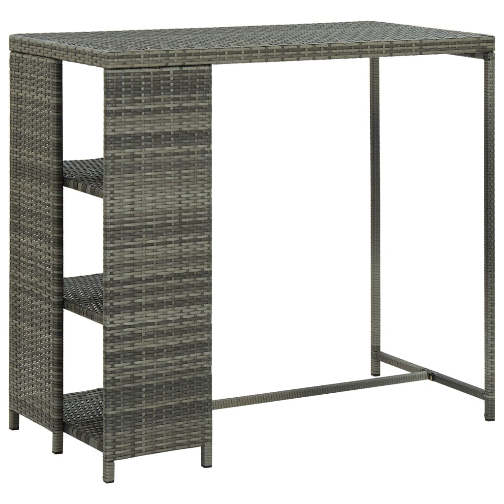 Bar Table with Storage Rack Gray 47.2"x23.6"x43.3" Poly Rattan