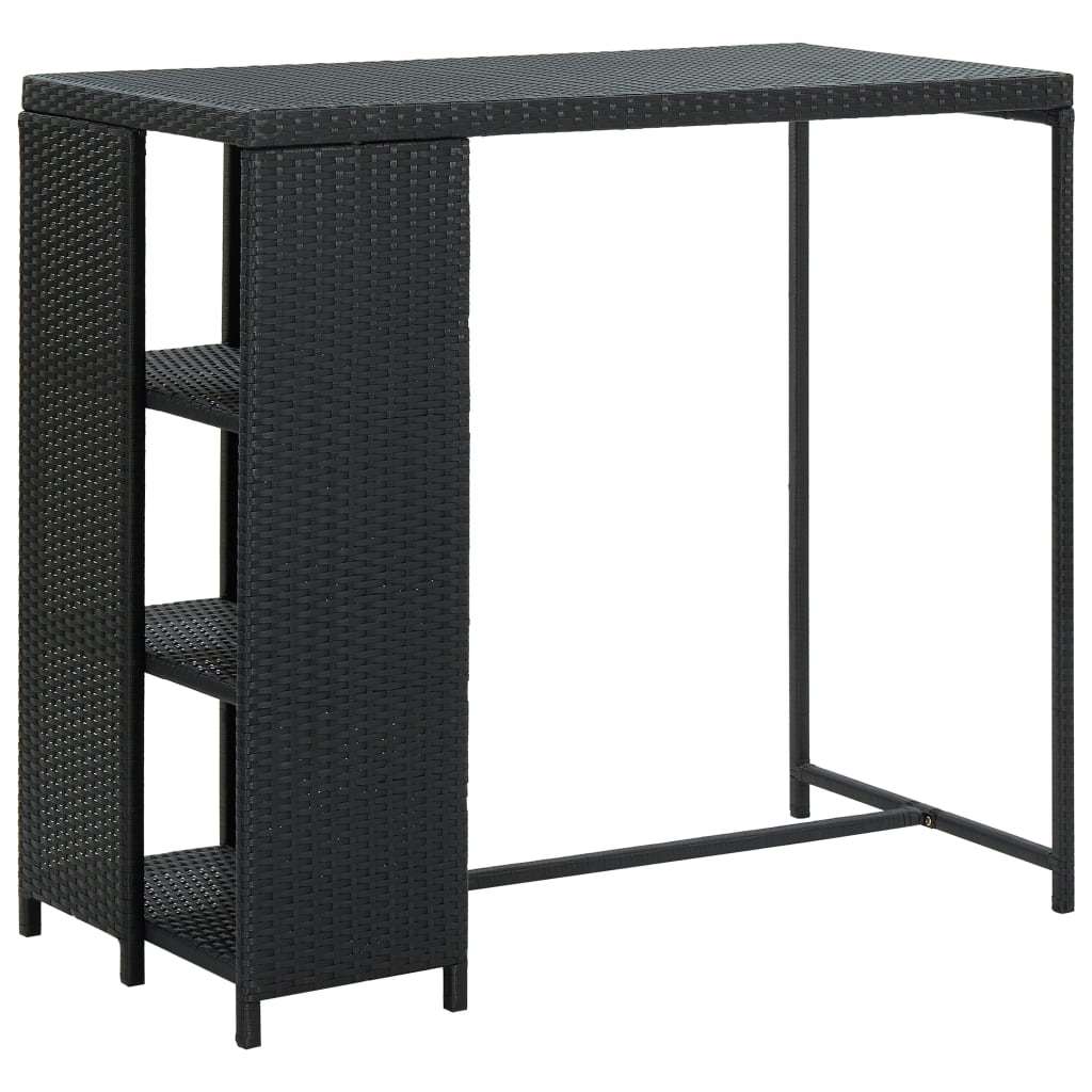 Bar Table with Storage Rack Black 47.2"x23.6"x43.3" Poly Rattan