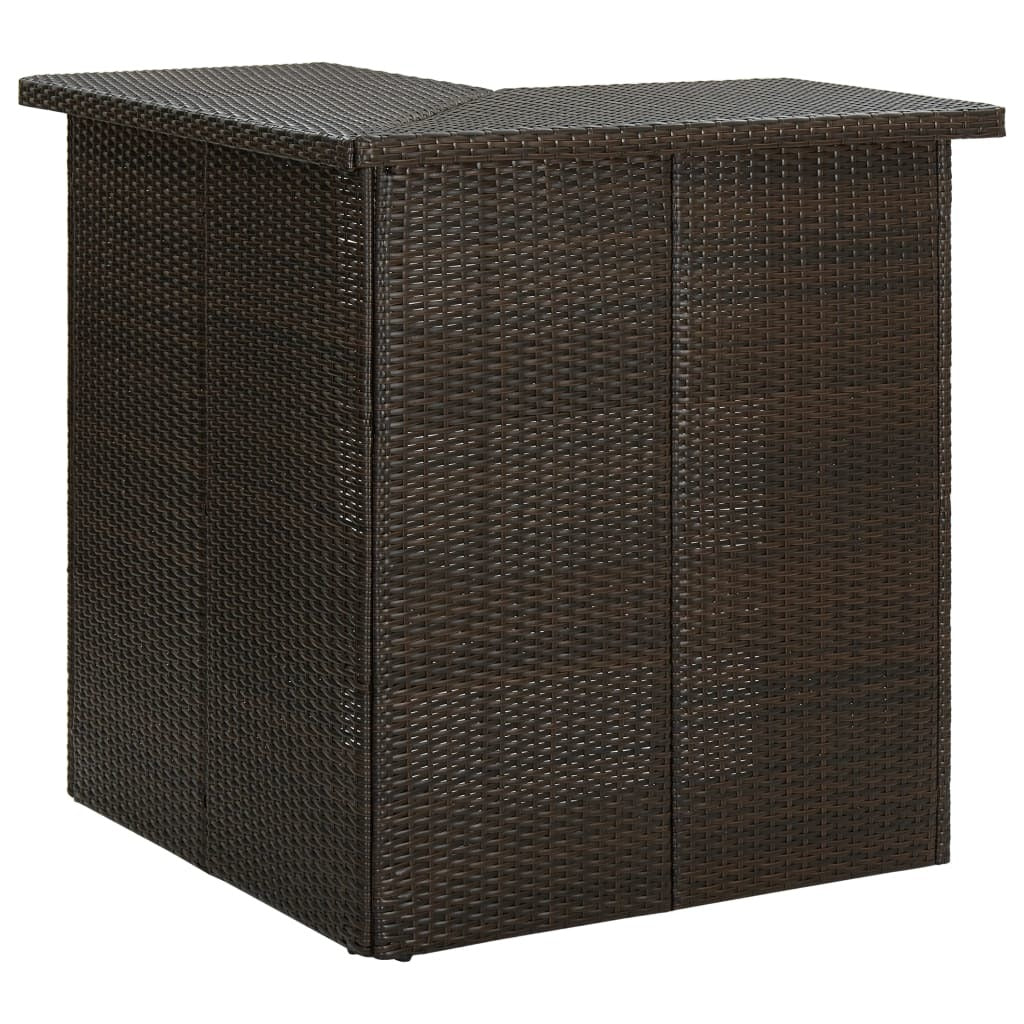 Corner Bar Table Brown 39.4"x19.7"x41.3" Poly Rattan