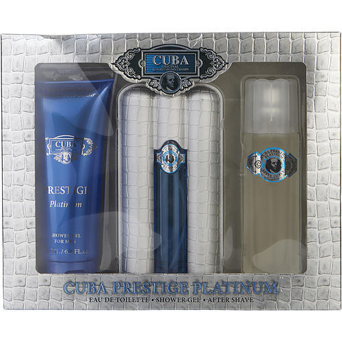 CUBA PRESTIGE PLATINUM by Cuba EDT SPRAY 3 OZ & AFTERSHAVE SPRAY 3.3 OZ & SHOWER GEL 6.7 OZ