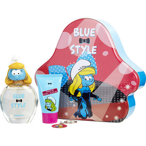 SMURFS 3D by First American Brands 3 PIECES SMURFETTE WITH EDT SPRAY 3.4 OZ & SHOWER GEL 2.5 OZ & KEY CHAIN (BLUE & STYLE)