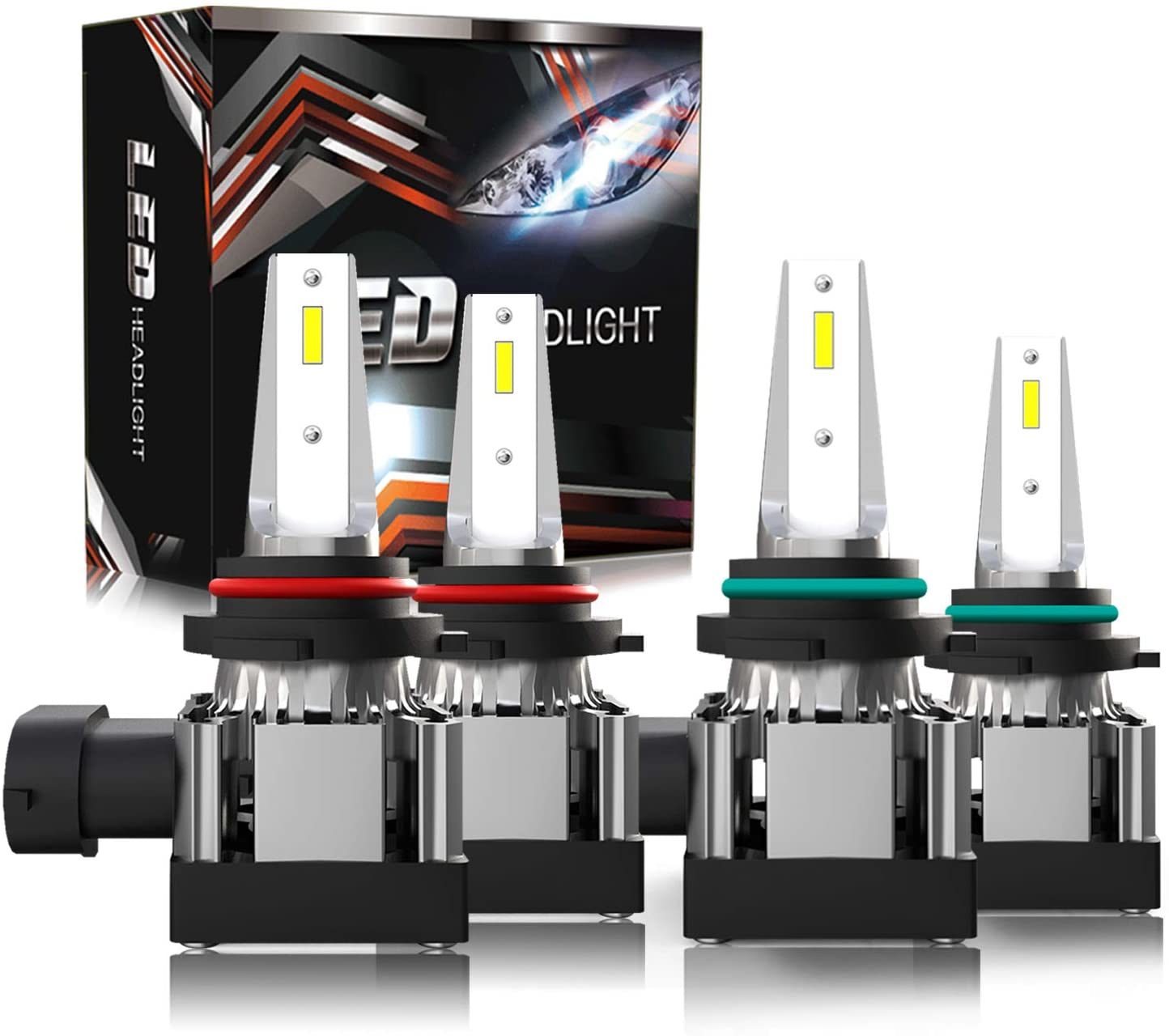 9012 - 9005/HB3 - H11/H8/H9 - 9006/HB4 - H7 High / Low Beam Combo LED Headlight Bulbs, 12000 Lumens, 6000K Xenon White