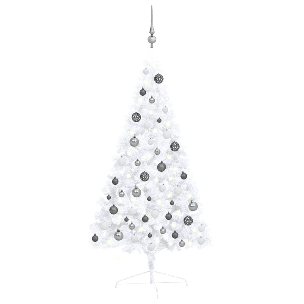 Artificial Half Pre-lit Christmas Tree with Ball Set White 47.2"