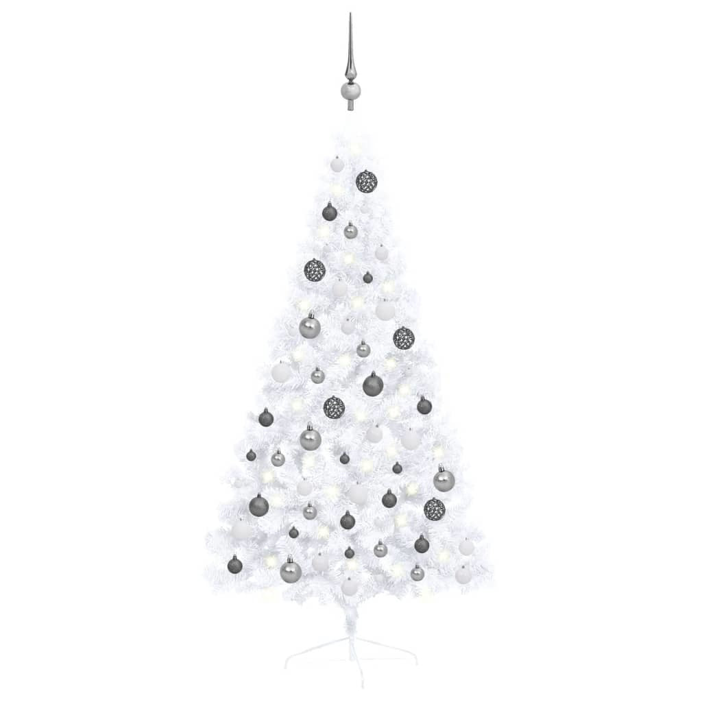 Artificial Half Pre-lit Christmas Tree with Ball Set White 59.1"
