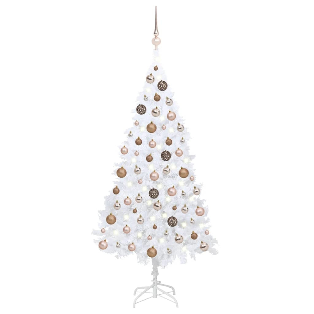 Artificial Pre-lit Christmas Tree with Ball Set White 70.9" PVC