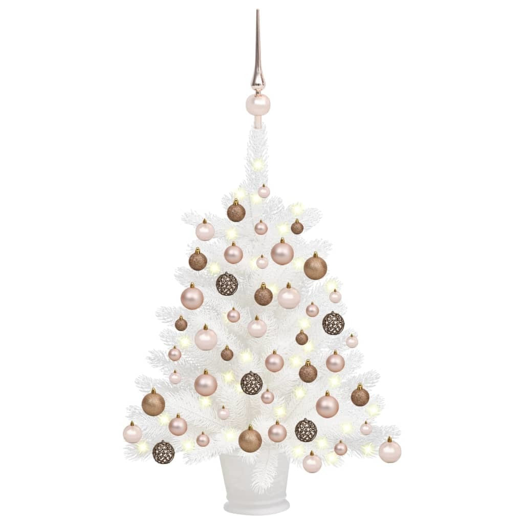 Artificial Pre-lit Christmas Tree with Ball Set White 25.6"