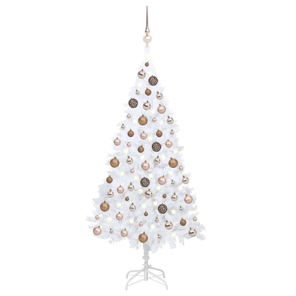 Artificial Pre-lit Christmas Tree with Ball Set White 59.1" PVC