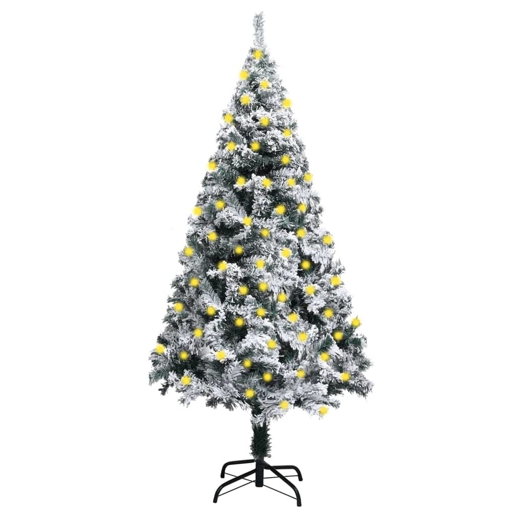 Artificial Christmas Tree with LEDs&Flocked Snow Green 70.9"