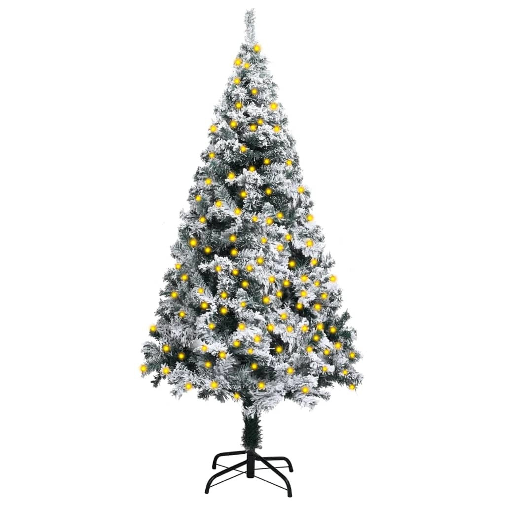 Artificial Pre-lit Christmas Tree with Flocked Snow Green 47.2"