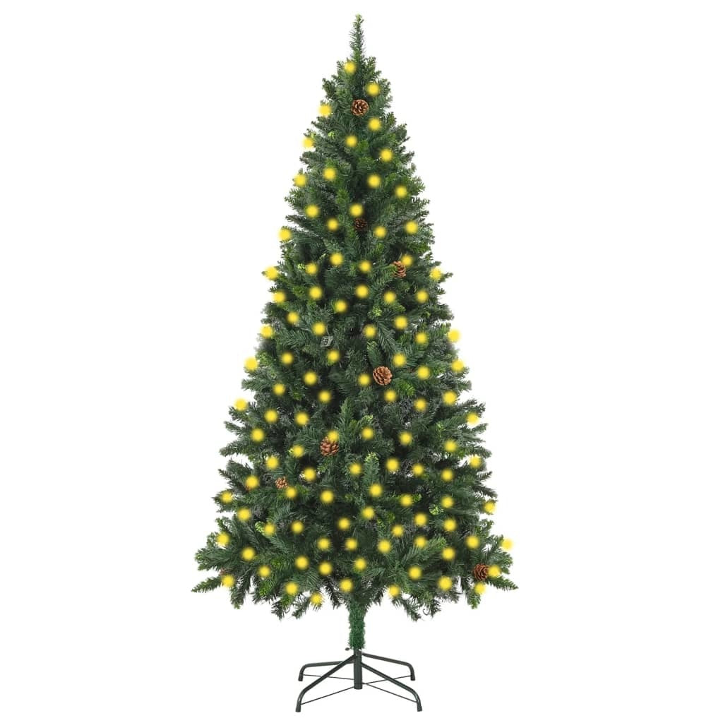 Artificial Pre-lit Christmas Tree with Pine Cones Green 82.7"