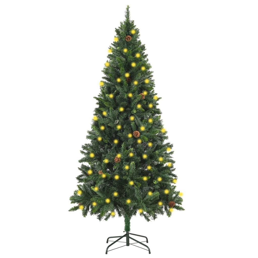 Artificial Pre-lit Christmas Tree with Pine Cones Green 70.9"