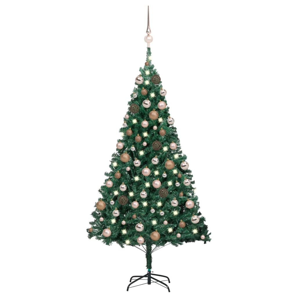 Artificial Pre-lit Christmas Tree with Ball Set Green 59.1" PVC