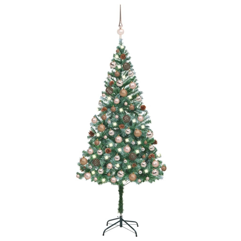 Artificial Pre-lit Christmas Tree with Ball Set Pinecones 70.9"