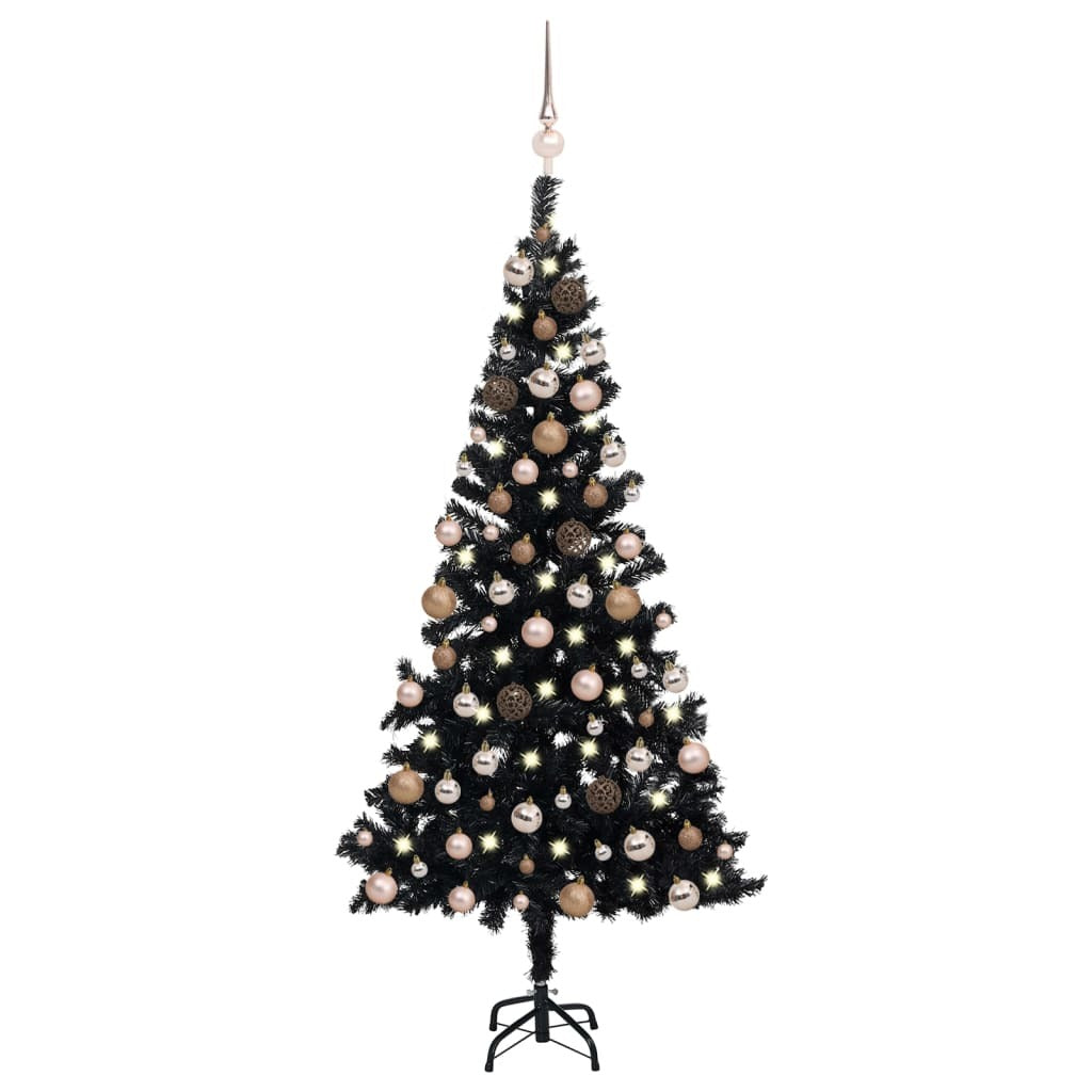 Artificial Pre-lit Christmas Tree with Ball Set Black 47.2" PVC