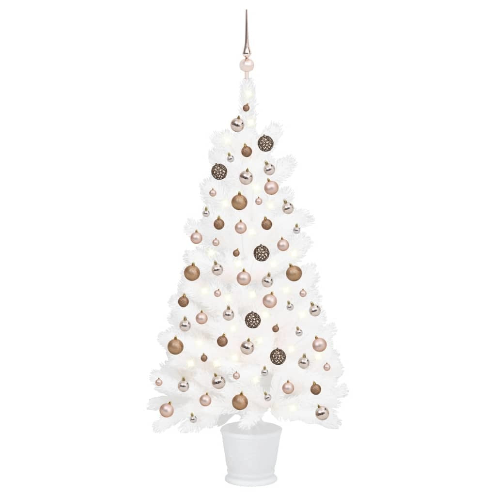 Artificial Pre-lit Christmas Tree with Ball Set White 35.4"