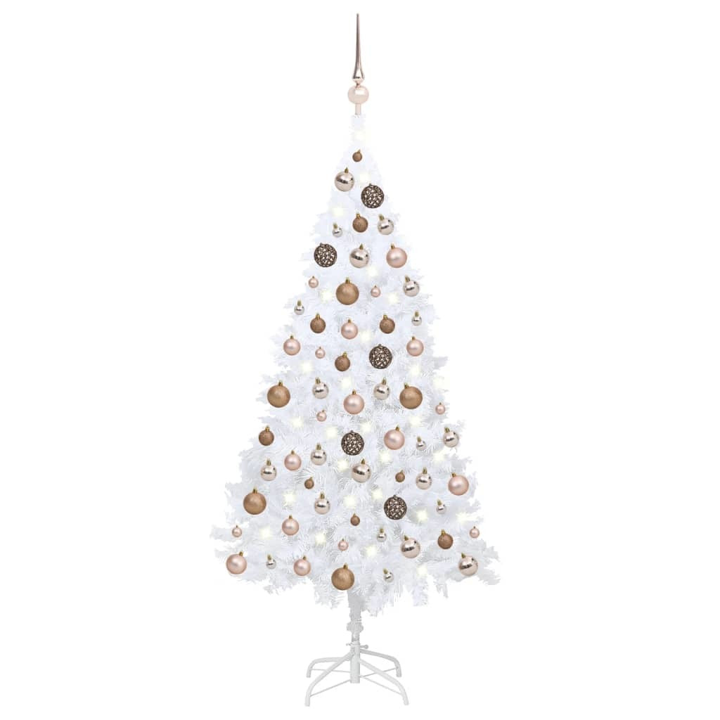 Artificial Pre-lit Christmas Tree with Ball Set White 47.2" PVC