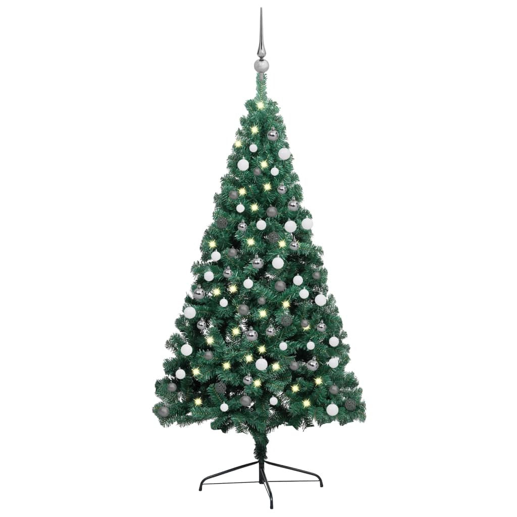 Artificial Half Pre-lit Christmas Tree with Ball Set Green 47.2"