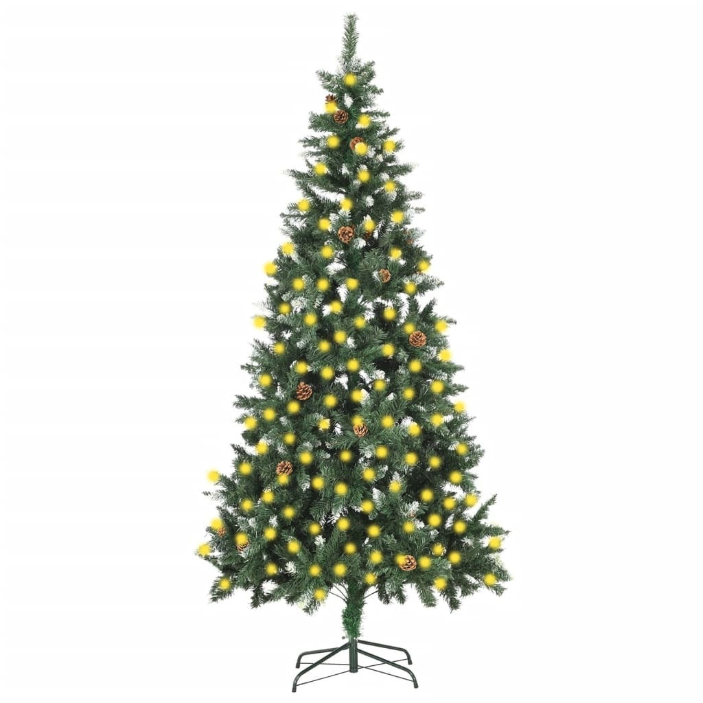 Artificial Pre-lit Christmas Tree with Pine Cones 82.7"