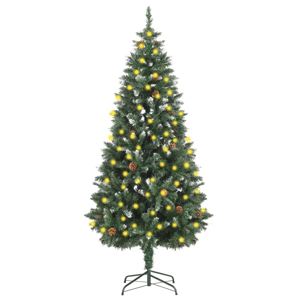 Artificial Pre-lit Christmas Tree with Pine Cones 70.9"