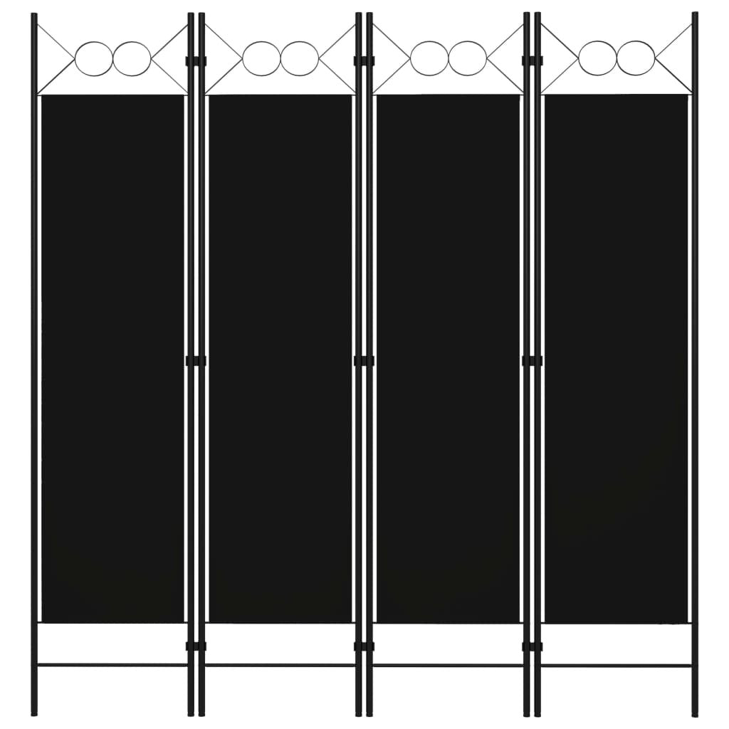 4-Panel Room Divider Black 63"x70.9"