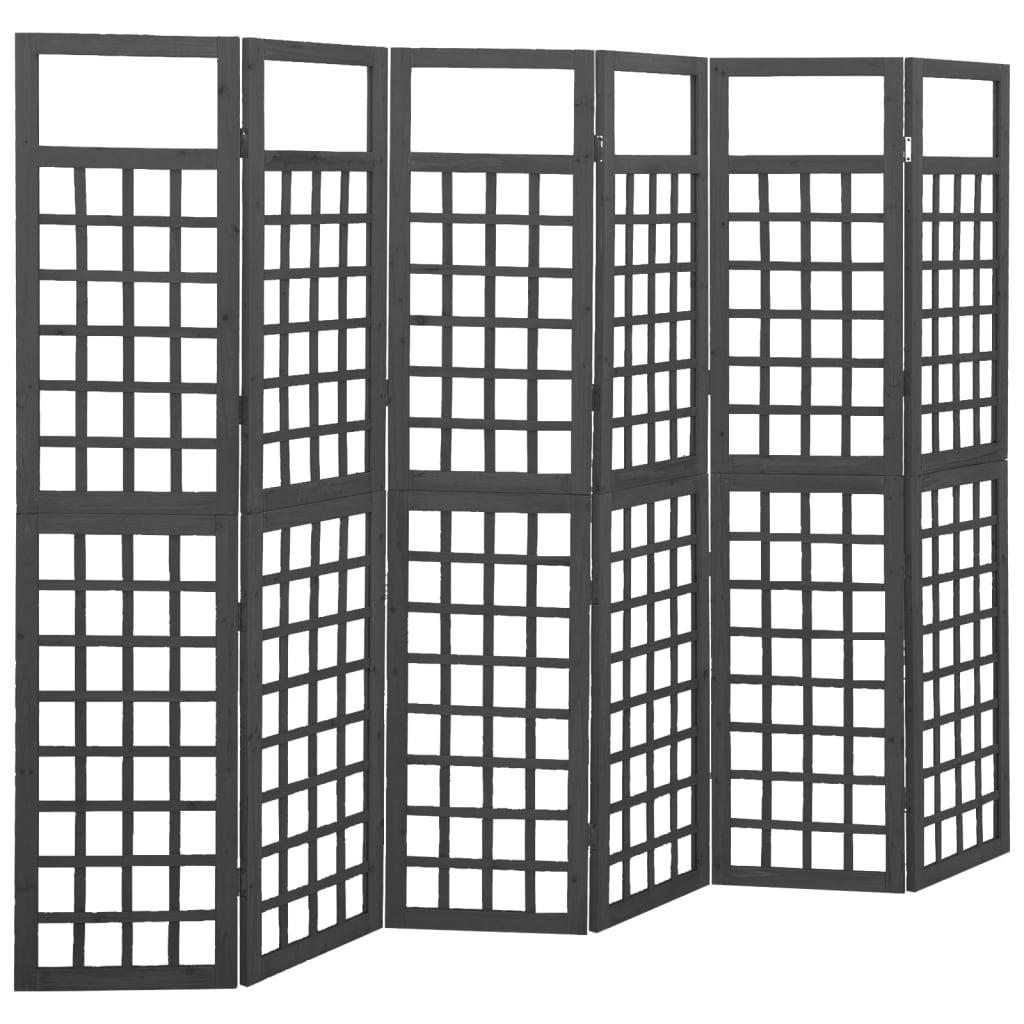 6-Panel Room Divider/Trellis Solid Fir Wood Black 95.5"x70.9"