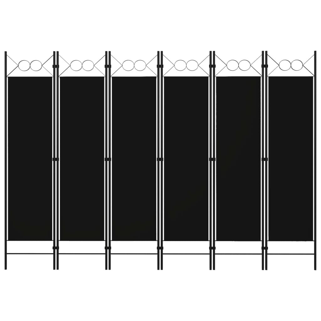 6-Panel Room Divider Black 94.5"x70.9"