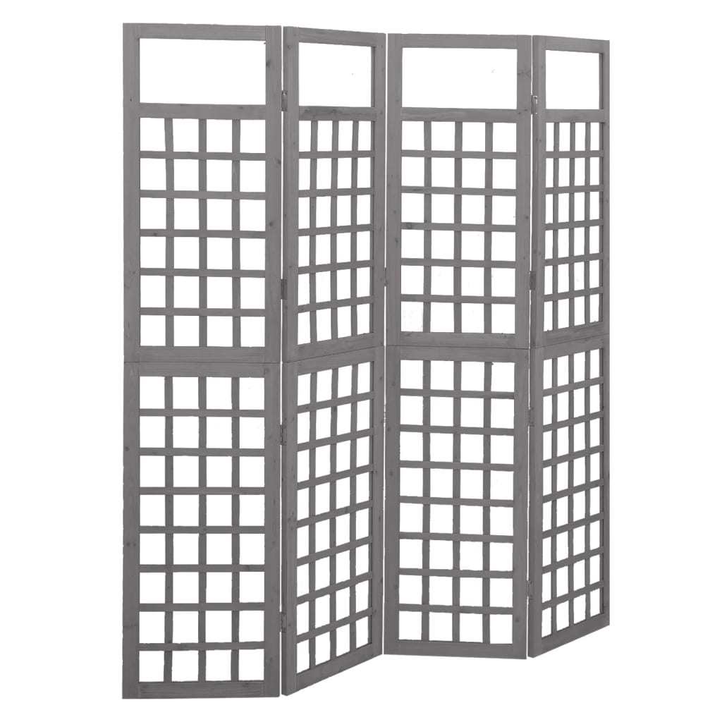 4-Panel Room Divider/Trellis Solid Fir Wood Gray 63.4"x70.9"