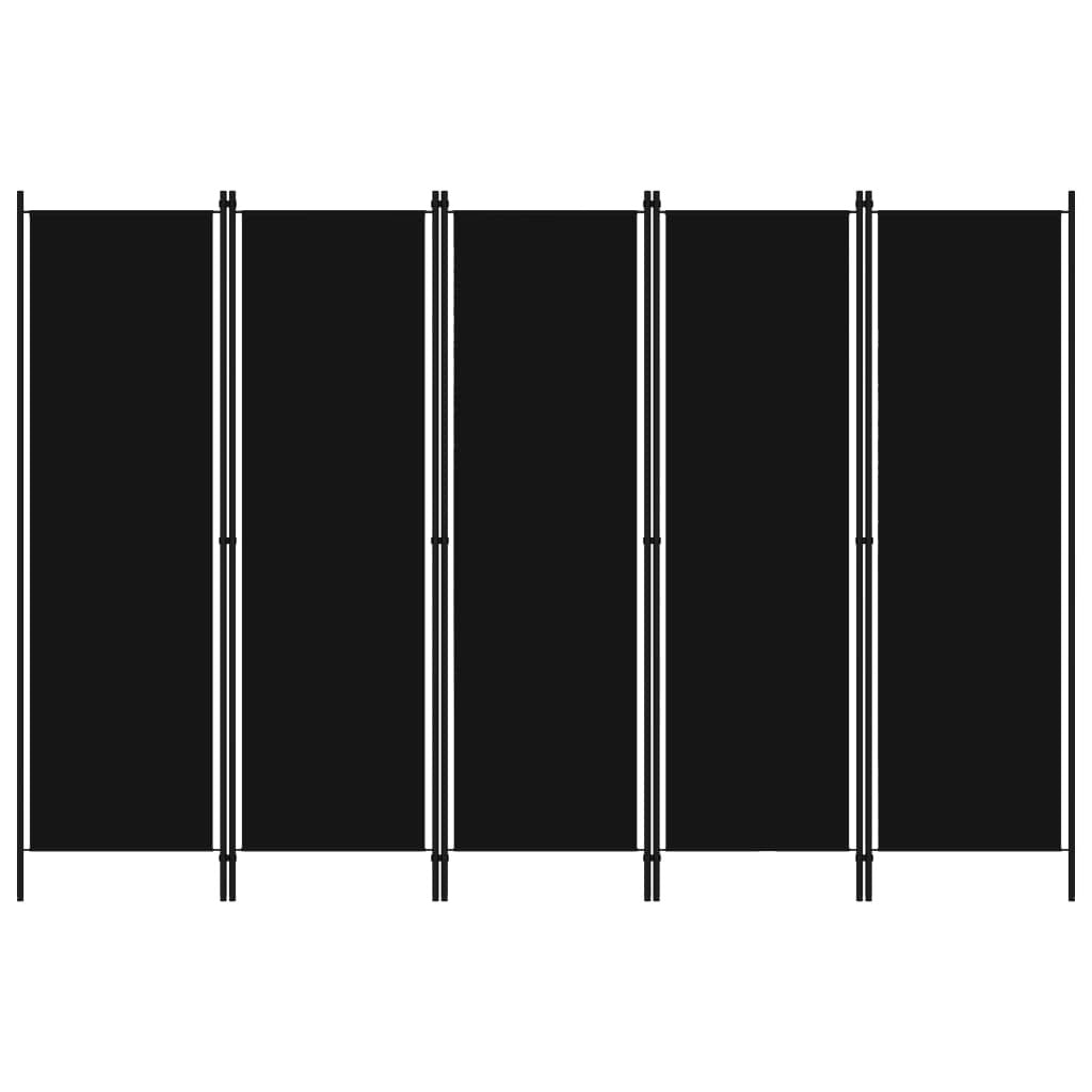 5-Panel Room Divider Black 98.4"x70.9"