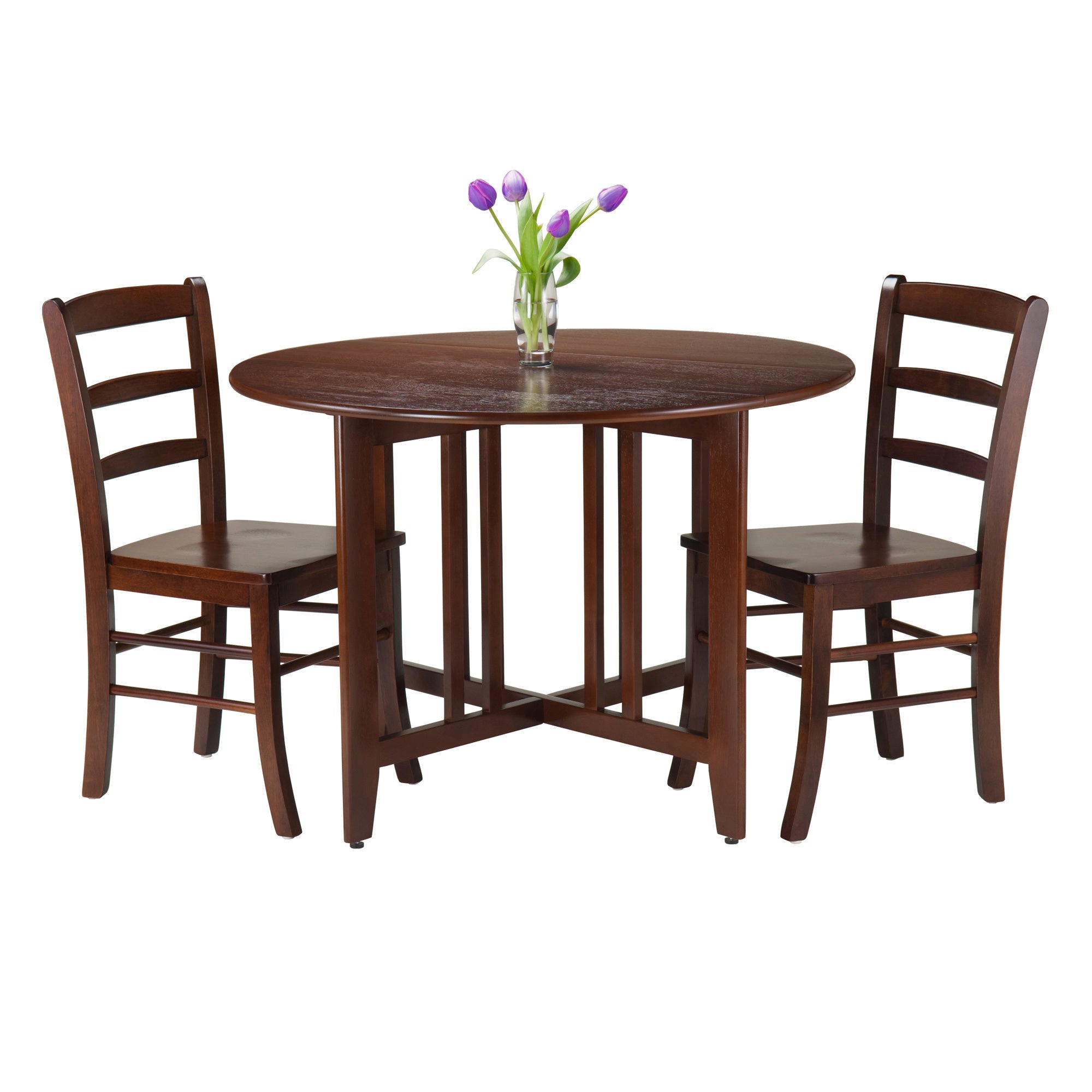 Alamo 3-Pc Round Drop Leaf Table with 2 Ladder Back Chairs