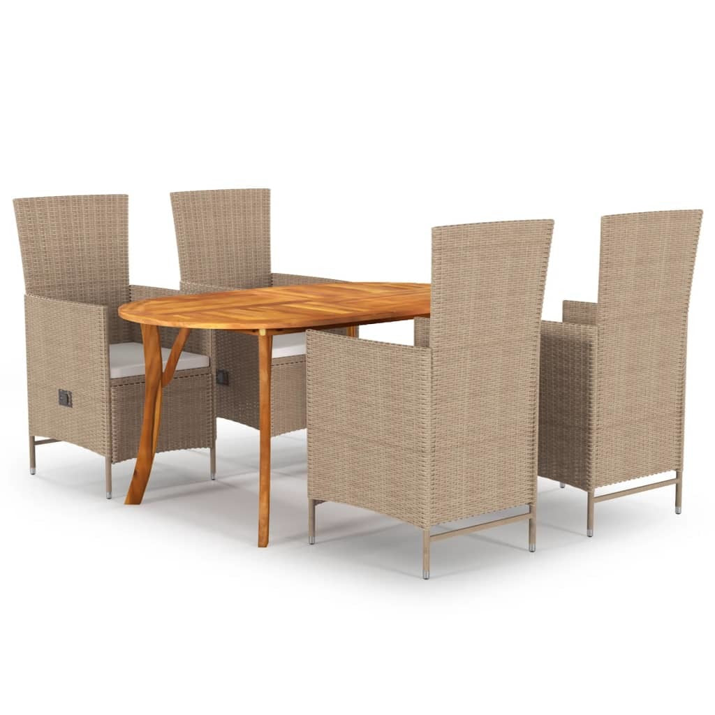 5 Piece Patio Dining Set Beige