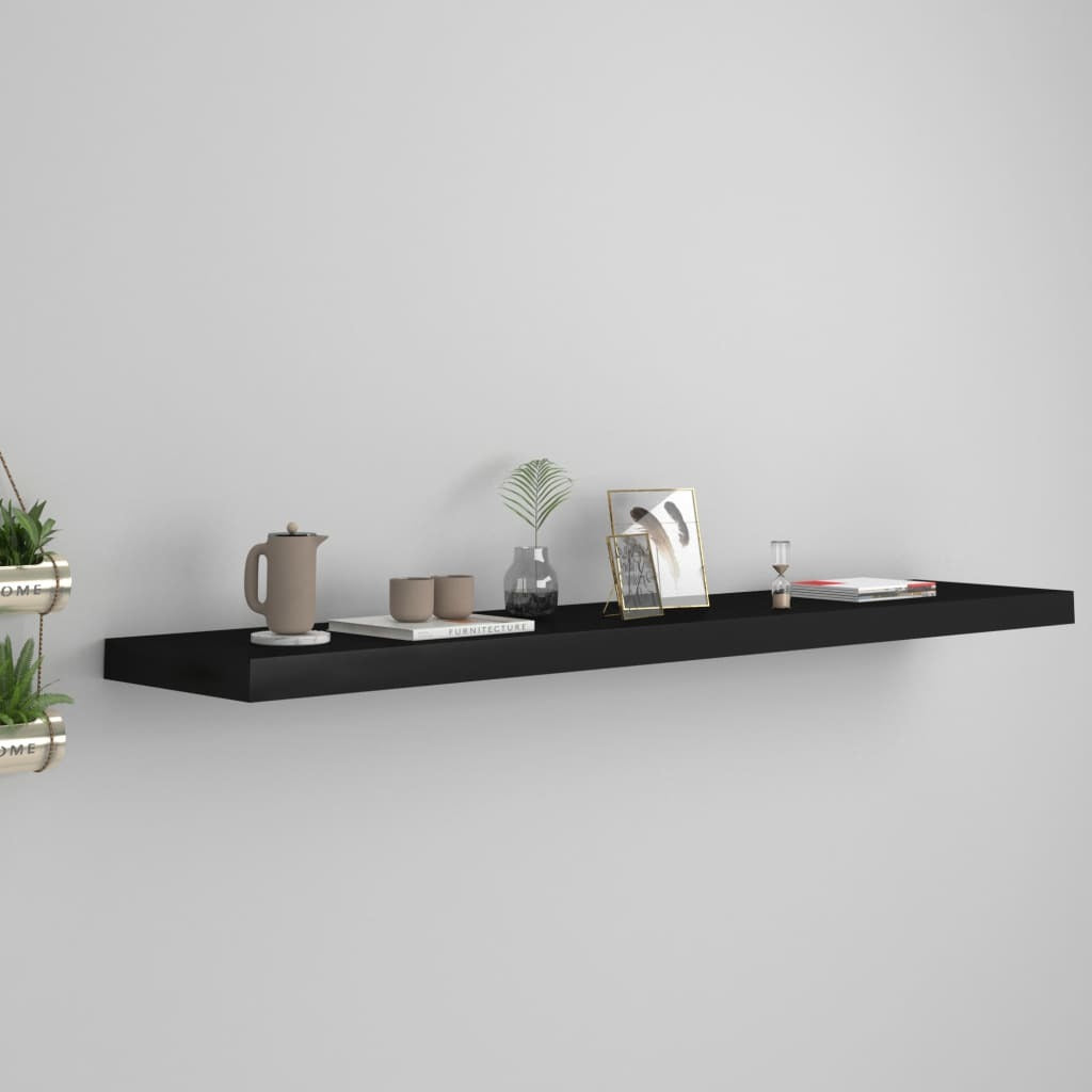 Floating Wall Shelf Black 47.2"x9.3"x1.5" MDF