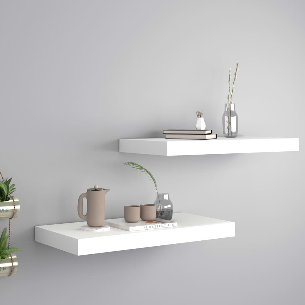 Floating Wall Shelves 2 pcs White 19.7"x9.1"x1.5" MDF