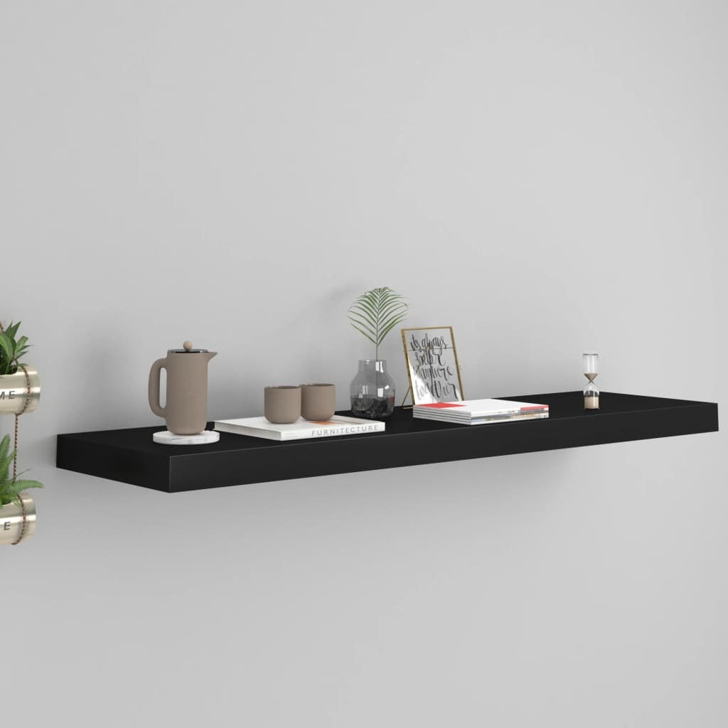 Floating Wall Shelf Black 35.4"x9.3"x1.5" MDF