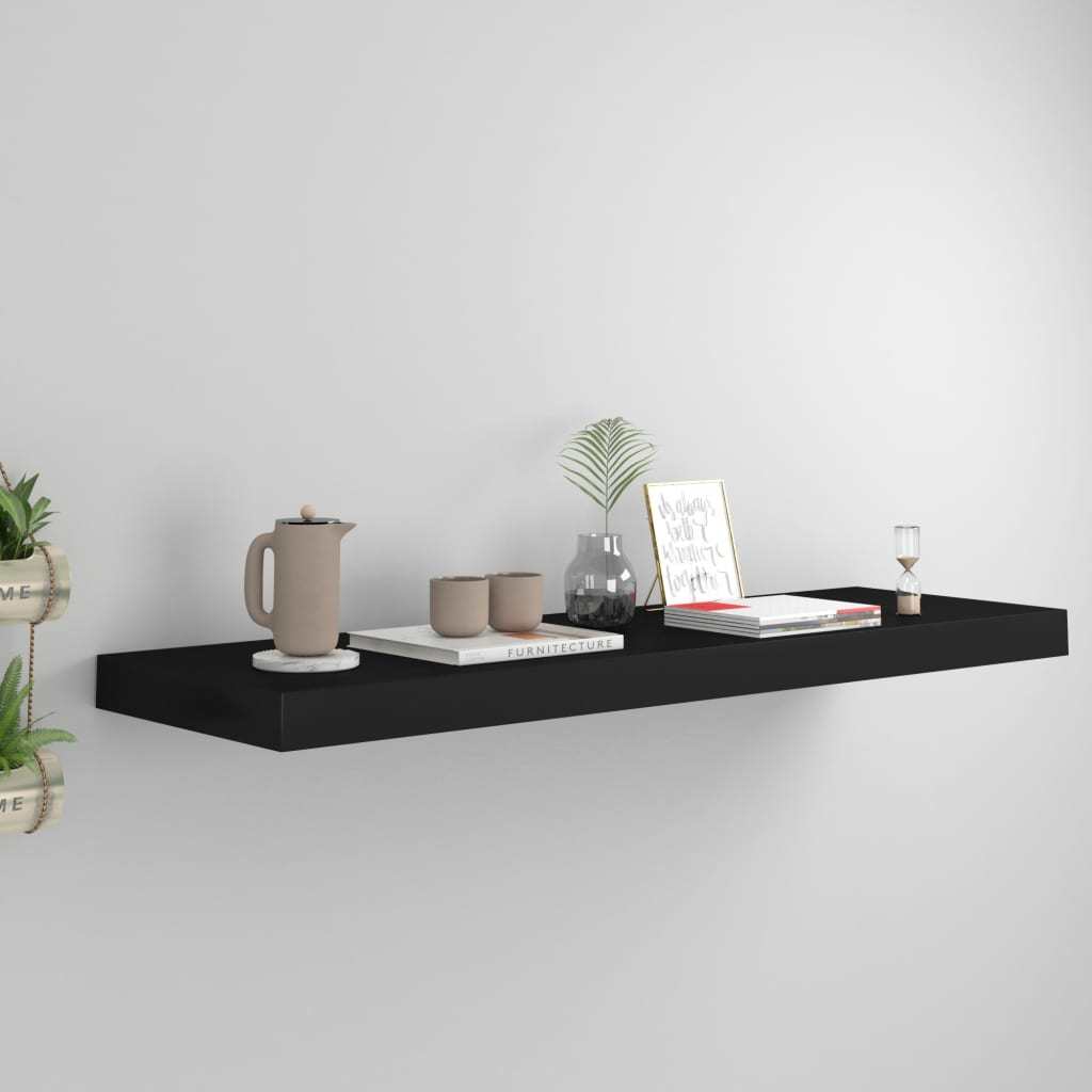 Floating Wall Shelf Black 31.5"x9.3"x1.5" MDF