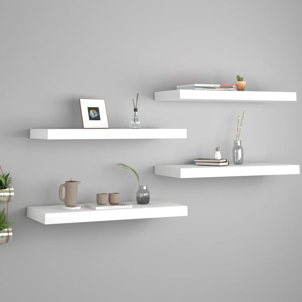 Floating Wall Shelves 4 pcs White 23.6"x9.3"x1.5" MDF