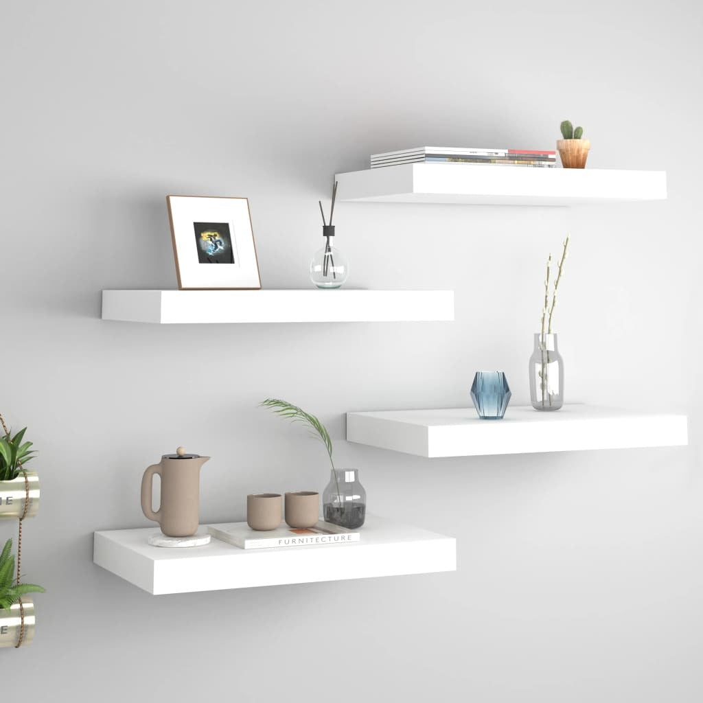 Floating Wall Shelves 4 pcs White 15.7"x9.1"x1.5" MDF