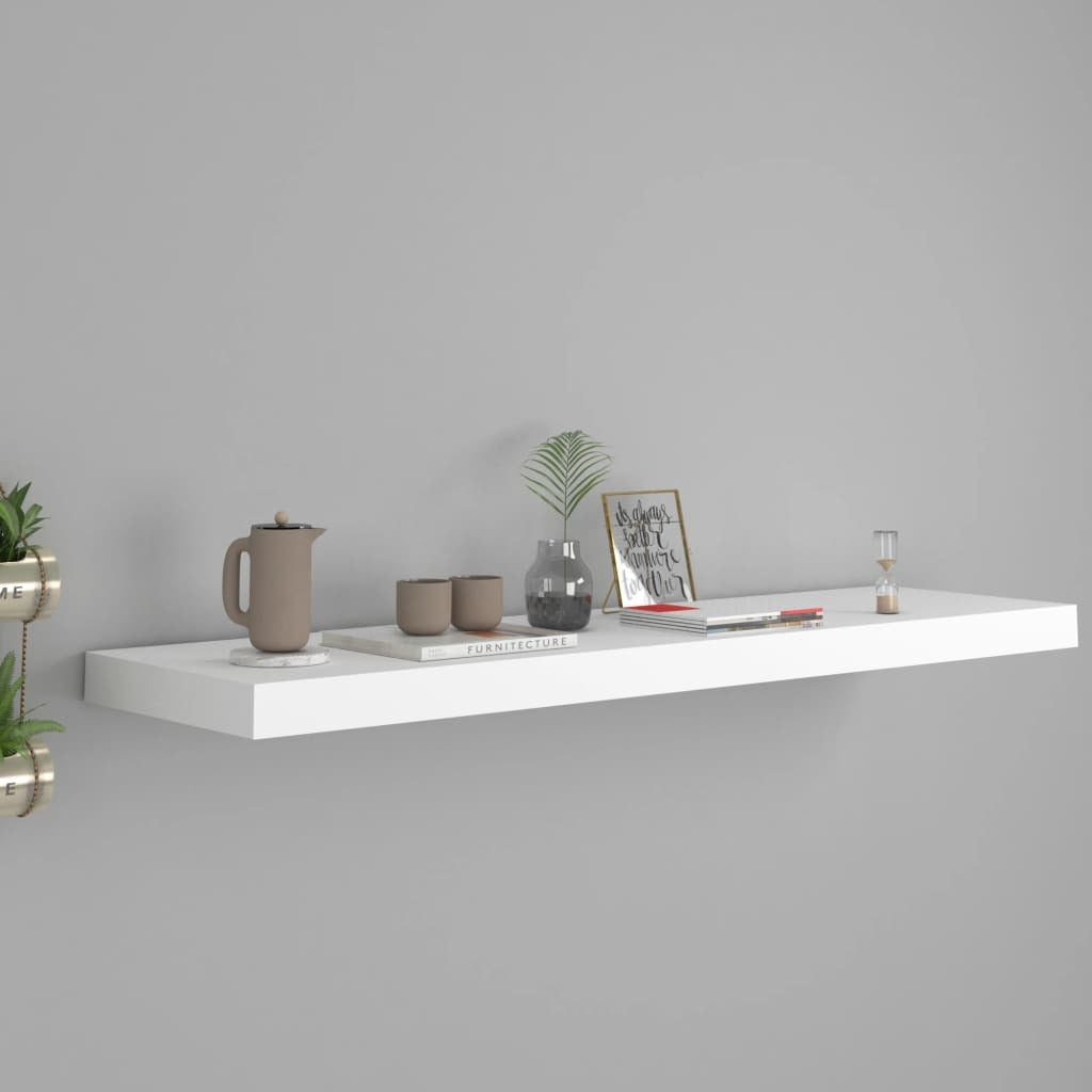 Floating Wall Shelf White 35.4"x9.3"x1.5" MDF