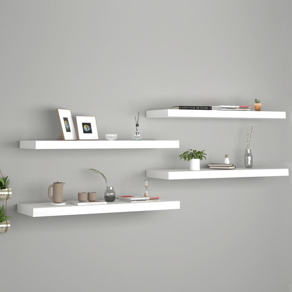 Floating Wall Shelves 4 pcs White 31.5"x9.3"x1.5" MDF