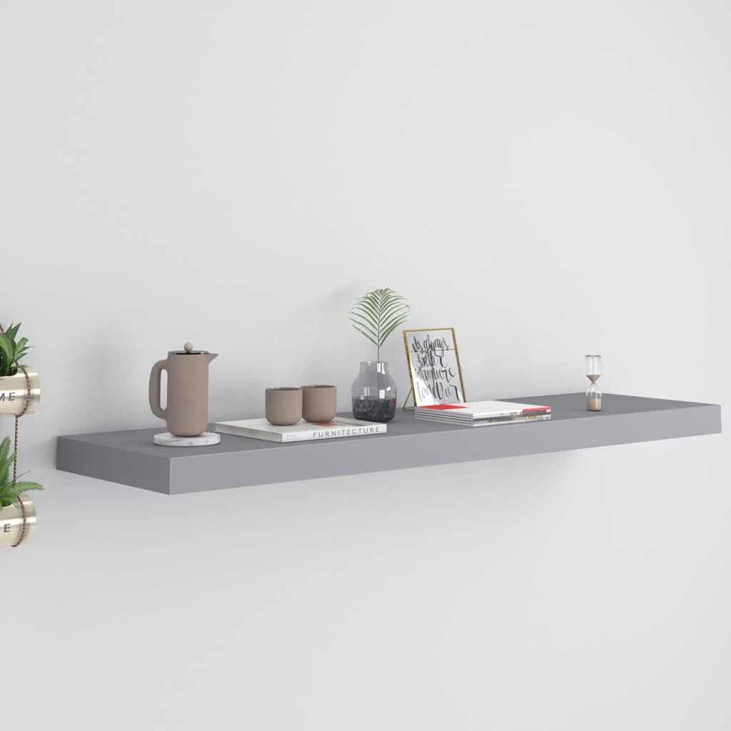 Floating Wall Shelf Gray 35.4"x9.3"x1.5" MDF