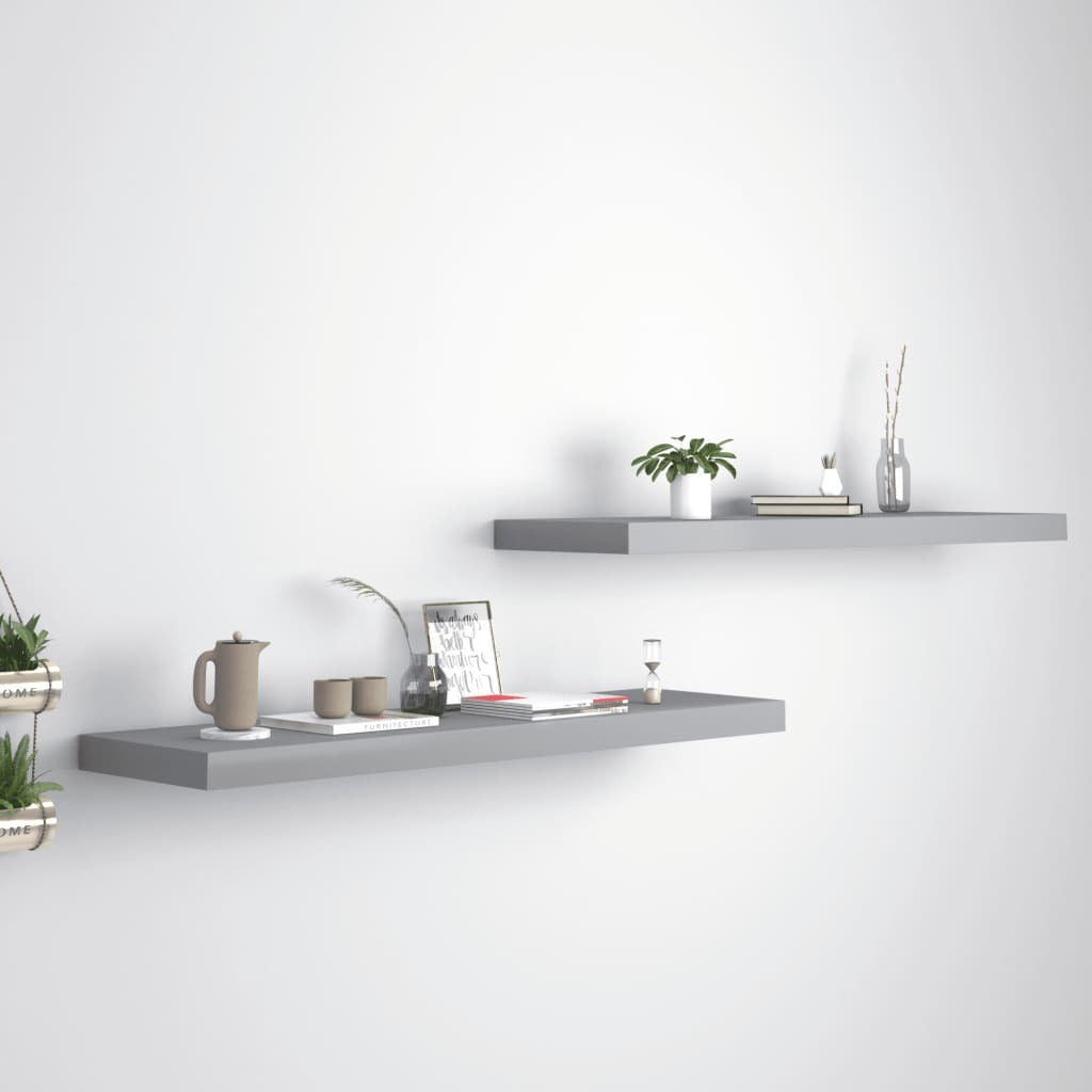 Floating Wall Shelves 2 pcs Gray 35.4"x9.3"x1.5" MDF