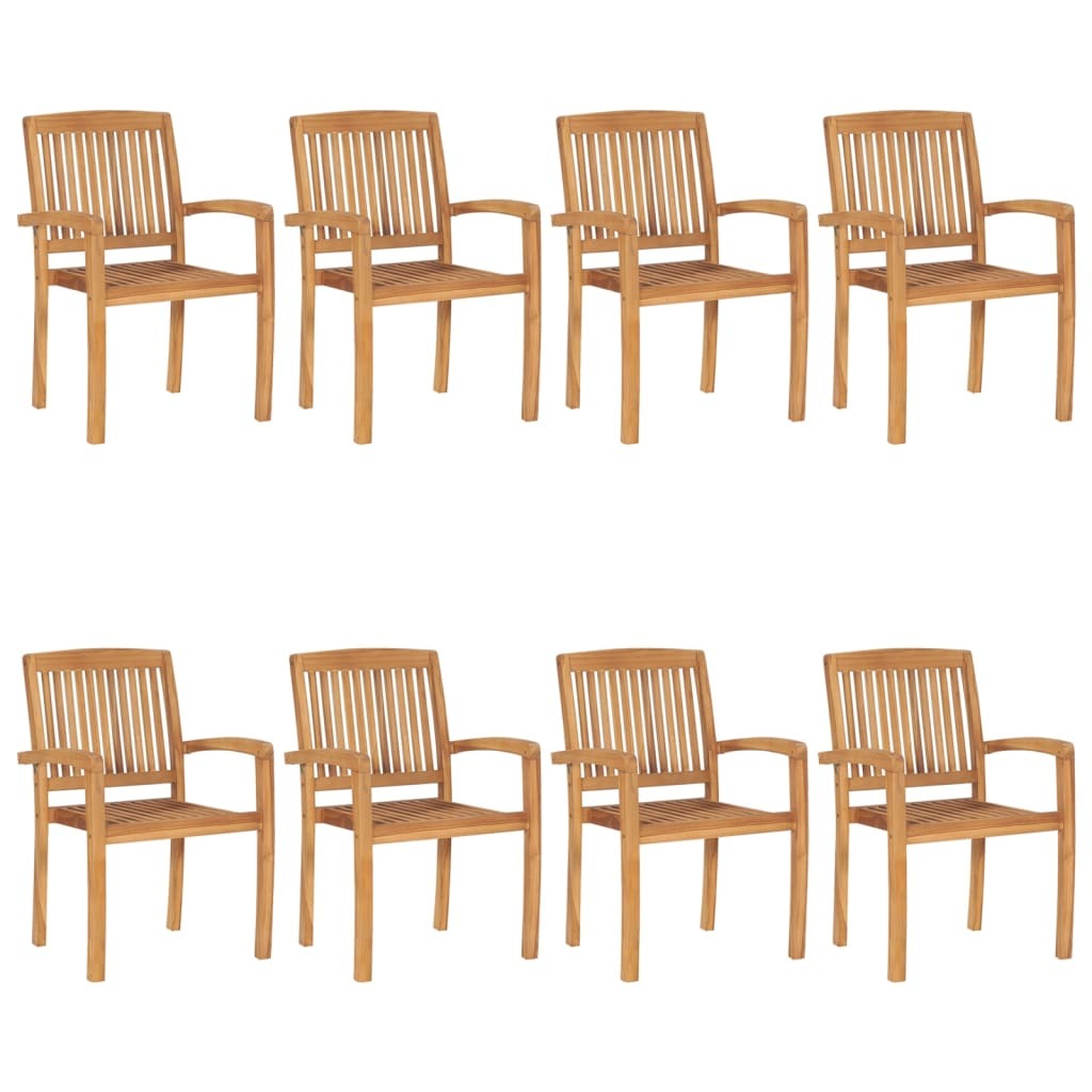 Stacking Patio Chairs 8 pcs Solid Teak Wood