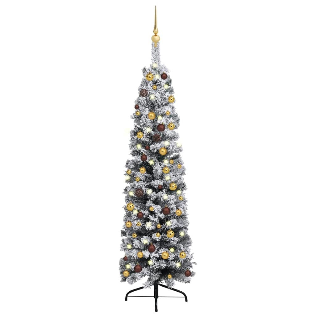 Slim Pre-lit Christmas Tree with Ball Set Green 47.2" PVC